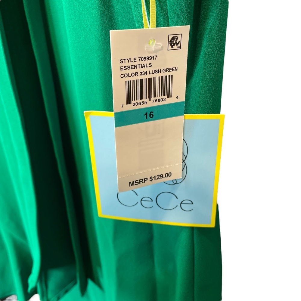 CeCe Bow Neck Short Sleeve Dress Lush Green Size 16 New - Picture 6 of 10